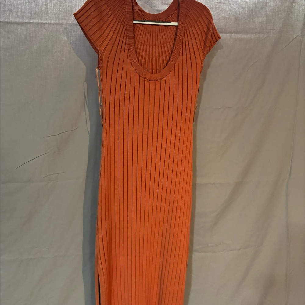 Anthropologie Vibrant Orange Midi Dress - Picture 2 of 4
